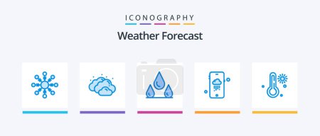 Illustration for Weather Blue 5 Icon Pack Including . wet. weather. hot. Creative Icons Design - Royalty Free Image