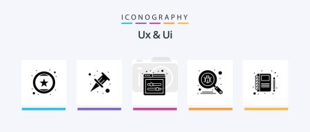 Téléchargez les illustrations : Ux And Ui Glyph 5 Icon Pack Including sketch. book. interface web element. virus. scan. Creative Icons Design - en licence libre de droit