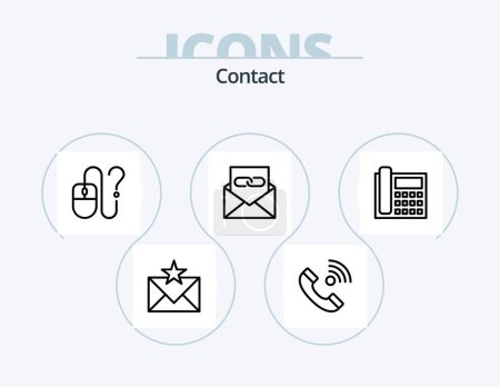 Téléchargez les illustrations : Ligne de contact Icône Pack 5 Icône Design. Contactez-nous. communication. info. conversation. contact - en licence libre de droit