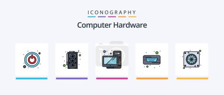 Illustration for Computer Hardware Line Filled 5 Icon Pack Including game pad. storage. hardware. hardware. computer. Creative Icons Design - Royalty Free Image