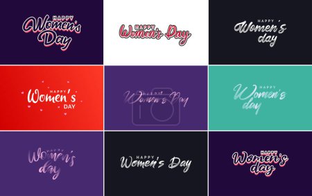 Téléchargez les illustrations : Abstract Happy Women's Day logo with love vector logo design in shades of blue and green - en licence libre de droit
