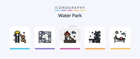 Téléchargez les illustrations : Water Park Line Filled 5 Icon Pack Including . park. lifesaver. food stand. water. Creative Icons Design - en licence libre de droit