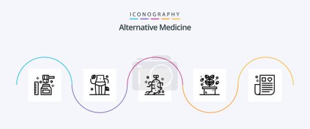 Téléchargez les illustrations : Alternative Medicine Line 5 Icon Pack Including healthcare. spa. drug. plant. herb - en licence libre de droit