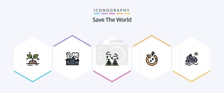 Illustration for Save The World 25 FilledLine icon pack including environment. world. environment. save. arrow - Royalty Free Image