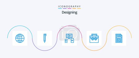 Ilustración de Designing Blue 5 Icon Pack Including design. file. video. toolkit. construction - Imagen libre de derechos