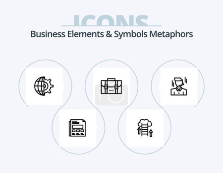 Ilustración de Elementos de Negocio y Símbolos Metáforas Línea Icon Pack 5 Icon Design. Trabajo en equipo. partes. rompecabezas. rompecabezas. gerente - Imagen libre de derechos