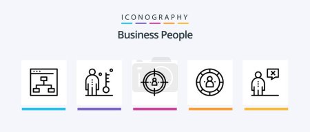 Téléchargez les illustrations : Business People Line 5 Icon Pack Incluant la gestion. horloge. Mec. succès. humain. Icônes créatives Design - en licence libre de droit