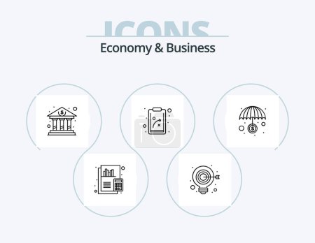 Illustration for Economy And Business Line Icon Pack 5 Icon Design. development. paper. accessibility. invoice. document - Royalty Free Image