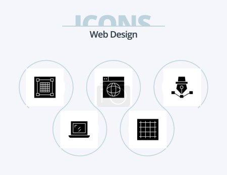 Ilustración de Web Design Glyph Icon Pack 5 Icon Design. world. internet. creative. design. grid - Imagen libre de derechos