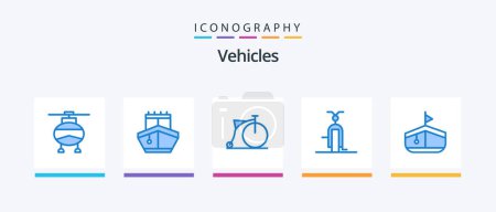 Illustration for Vehicles Blue 5 Icon Pack Including boat. transportation. bicycle. transport. bike. Creative Icons Design - Royalty Free Image