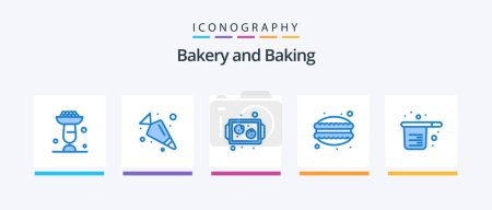 Illustration for Baking Blue 5 Icon Pack Including cook. food. baking. dumplings. cafe. Creative Icons Design - Royalty Free Image
