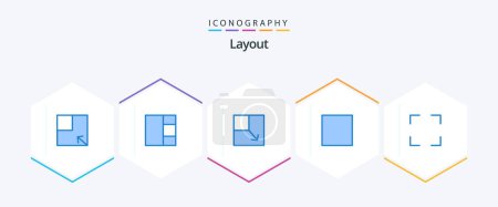 Illustration for Layout 25 Blue icon pack including . full screen. screen - Royalty Free Image