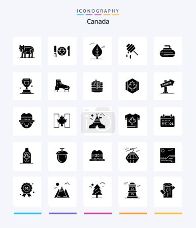 Ilustración de Creative Canada 25 Glyph Solid Black paquete de iconos, como el deporte. curling. Hoja. cuencos. saludable - Imagen libre de derechos