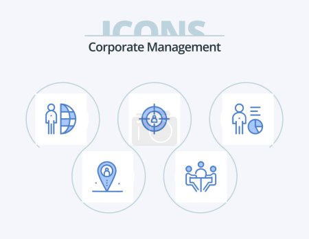 Téléchargez les illustrations : Corporate Management Blue Icon Pack 5 Icon Design. marketing. audience. discussion. staff. outsource - en licence libre de droit