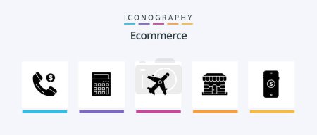 Téléchargez les illustrations : Ecommerce Glyph 5 Icon Pack Including shopping. ecommerce. market. store. shop. Creative Icons Design - en licence libre de droit