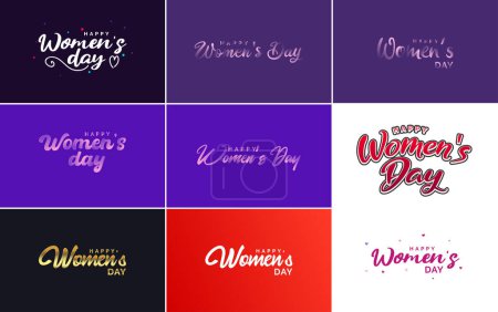 Ilustración de International Women's Day vector hand-written typography background with a gradient color scheme - Imagen libre de derechos