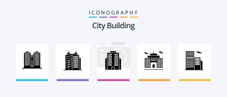 Ilustración de City Building Glyph 5 Icon Pack Incluyendo. negocios. real. Diseño de iconos creativos - Imagen libre de derechos