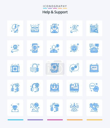 Téléchargez les illustrations : Creative Help And Support 25 Blue icon pack  Such As hand. seo. email. search. information - en licence libre de droit
