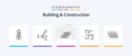 Ilustración de Building And Construction Line 5 Icon Pack Including tapwater. repair. brush. construction. tools. Creative Icons Design - Imagen libre de derechos