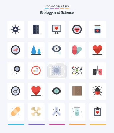 Illustration for Creative Biology 25 Flat icon pack  Such As tablets. antidote. heart. science. lab - Royalty Free Image