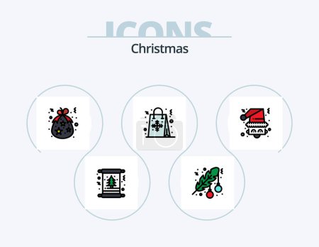Illustration for Christmas Line Filled Icon Pack 5 Icon Design. balls. hand. date. holidays. ball - Royalty Free Image