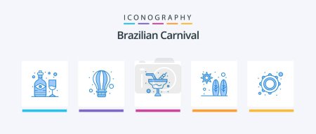 Téléchargez les illustrations : Brazilian Carnival Blue 5 Icon Pack Including music. wave. champaign. surf. beach. Creative Icons Design - en licence libre de droit