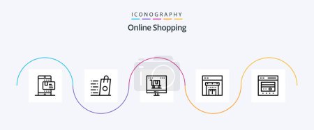 Illustration for Online Shopping Line 5 Icon Pack Including shopping. online. shop. marketing. digital marketing - Royalty Free Image
