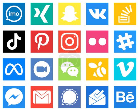 Illustration for 20 Social Media Icons for Your Branding such as instagram; question; china and douyin icons. Editable and high resolution - Royalty Free Image