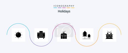 Ilustración de Vacaciones Glyph 5 Icon Pack Incluyendo vacaciones. tambor. vacaciones. navidad. vacaciones - Imagen libre de derechos