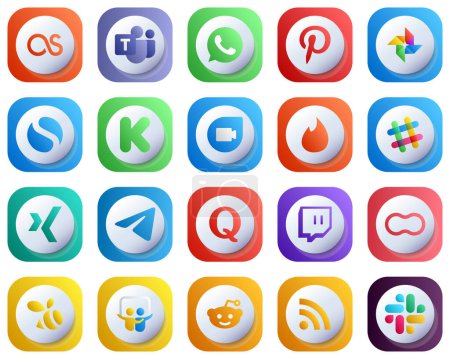 Téléchargez les illustrations : Cute 3D Gradient Social Media Icons Pack 20 icons such as question. funding. messenger and xing icons. Fully Editable and Customizable - en licence libre de droit