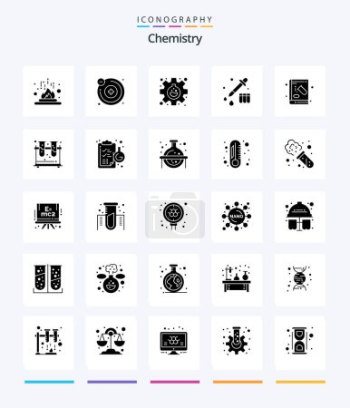 Ilustración de Creative Chemistry 25 Glyph Solid Black paquete de iconos, como la química. Libro. experimento. Caída. química - Imagen libre de derechos