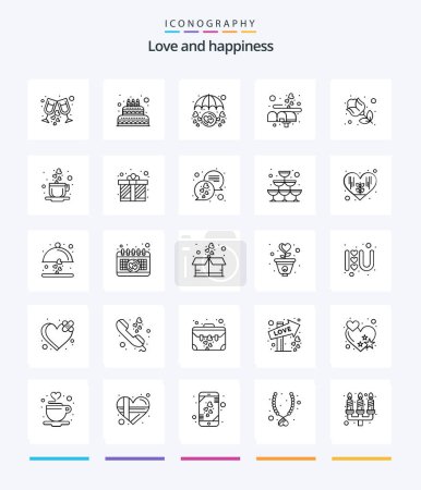 Illustration for Creative Love 25 OutLine icon pack  Such As flower. love. heart. letter. umbrella - Royalty Free Image