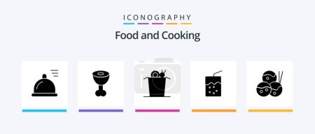 Téléchargez les illustrations : Food Glyph 5 Icon Pack Including . cup. takoyaki. food. Creative Icons Design - en licence libre de droit