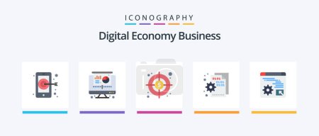 Illustration for Digital Economy Business Flat 5 Icon Pack Including economy. digital. dollar. web. page. Creative Icons Design - Royalty Free Image