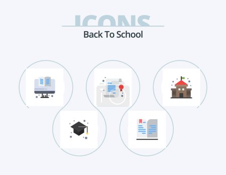 Illustration for Back To School Flat Icon Pack 5 Icon Design. school. building. online. star. certificate - Royalty Free Image