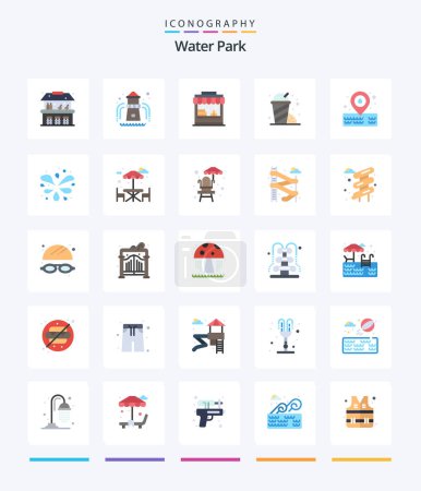 Illustration for Creative Water Park 25 Flat icon pack  Such As garden. wavy pool. park. park. placeholder - Royalty Free Image