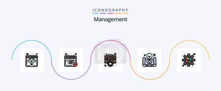 Illustration for Management Line Filled Flat 5 Icon Pack Including project management. business idea. online. active learning. setting - Royalty Free Image