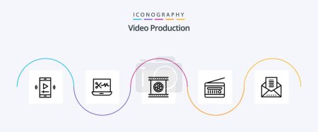 Ilustración de Video Production Line 5 Icon Pack Incluye receptor de radio. fm radio. radiodifusión. objetivo fotográfico - Imagen libre de derechos