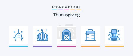 Illustration for Thanks Giving Blue 5 Icon Pack Including giving. food. vegetable. pan. pilgrim. Creative Icons Design - Royalty Free Image