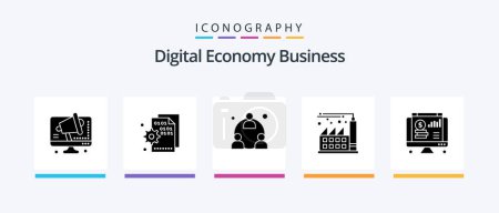 Illustration for Digital Economy Business Glyph 5 Icon Pack Including online. economy. setting. factory. network. Creative Icons Design - Royalty Free Image