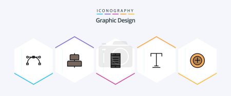 Ilustración de Design 25 FilledLine icon pack including . . text. plus. add - Imagen libre de derechos