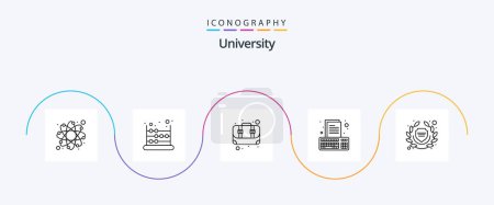 Illustration for University Line 5 Icon Pack Including school. online. box. homework. assignment - Royalty Free Image