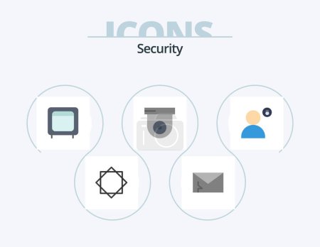 Ilustración de Seguridad Flat Icon Pack 5 Icon Design. cuenta. cúpula. spam. cámara. dinero - Imagen libre de derechos