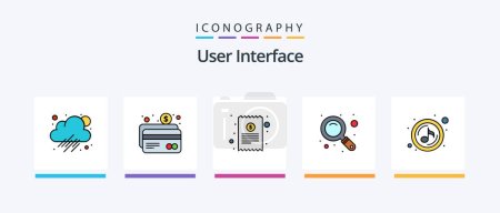 Illustration for User Interface Line Filled 5 Icon Pack Including . bell. idea. alarm. gear. Creative Icons Design - Royalty Free Image