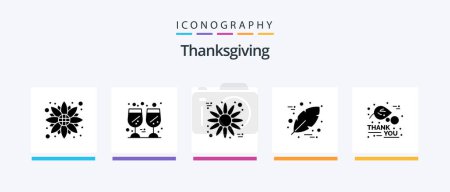 Illustration for Thanksgiving Glyph 5 Icon Pack Including thanksgiving. autumn. flower. thanks day. leaf. Creative Icons Design - Royalty Free Image