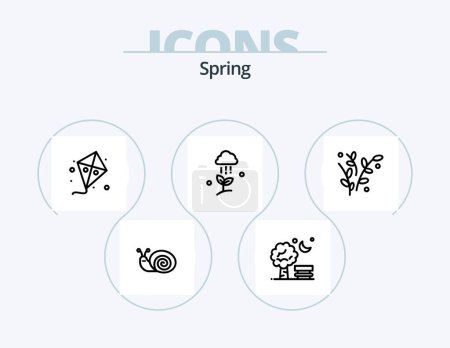 Illustration for Spring Line Icon Pack 5 Icon Design. egg. spring. flower. date. calendar - Royalty Free Image
