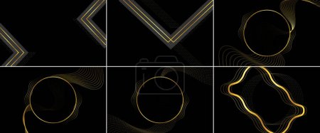 Illustration for Black premium background with luxury dark golden lines. stripes. circles. and geometric elements simple design suitable for posters. banners. websites. flyers. etc.; vector illustration in EPS10 format - Royalty Free Image