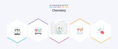Téléchargez les illustrations : Chemistry 25 Flat icon pack including tube. science. chemistry. magnetic. magnet - en licence libre de droit