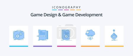 Téléchargez les illustrations : Game Design et développement de jeux Blue 5 Icon Pack Y compris nucléaire. bombe. programmation. script. développeur. Icônes créatives Design - en licence libre de droit