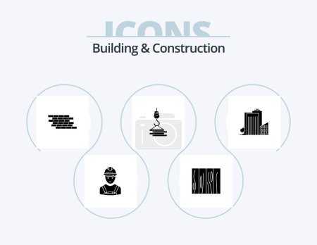 Illustration for Building And Construction Glyph Icon Pack 5 Icon Design. building. bricks. design. brick. security - Royalty Free Image
